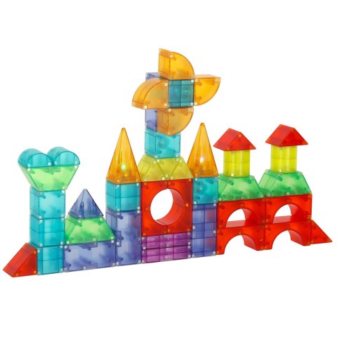 Klocki magnetyczne konstrukcyjne świecące elementy figury 3D 134 el.