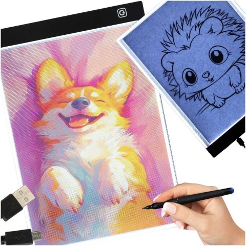Deska kreślarska tablica tablet graficzny kalka do rysowania podświetlana LED A3