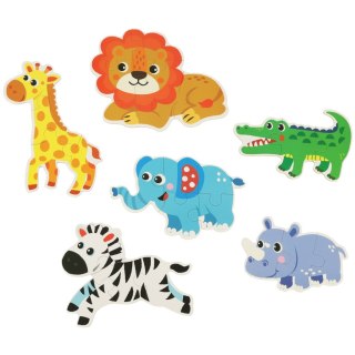 Puzzle dla dzieci układanka w puszce zwierzątka safari 25 puzzli 6 obrazków