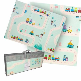 Mata edukacyjna piankowa dwustronna składana pandy ulica 180 x 200cm
